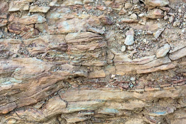 Vista Perto Camadas Geológicas Sítio Arqueologia Detalhes — Fotografia de Stock