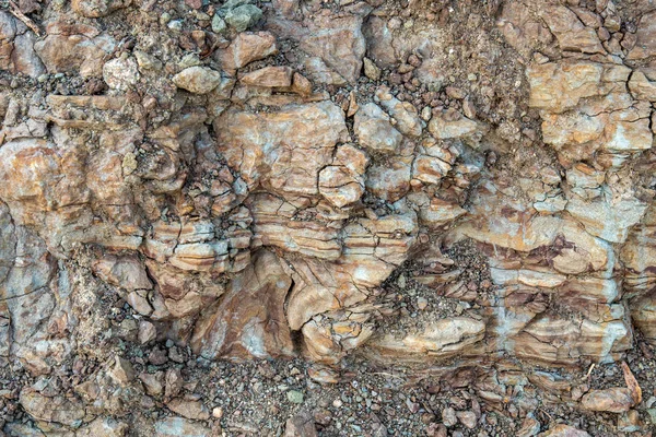 Vista Perto Camadas Geológicas Sítio Arqueologia Detalhes — Fotografia de Stock