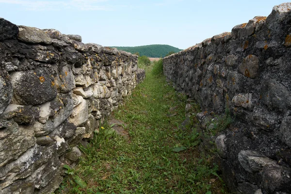 Oude Romeinse Fort Ruïnes Site Van Een Archeologie Graven — Stockfoto