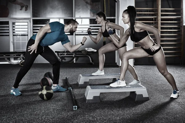 Fitness Trainer Girls Doing Workout Gym — Stock Photo, Image