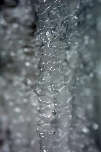 Closeup Icicles Mountain Wall Winter — Stock Photo, Image