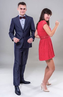 Giysi, dans resmi parti giyinmiş genç çift