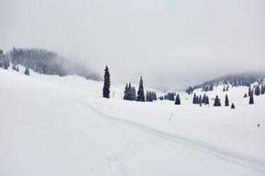 Dağ yolu ile kış manzara