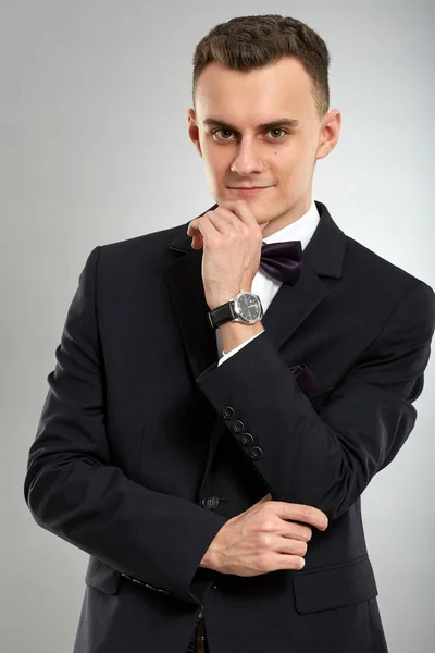 Closeup Mladého Muže Obleku — Stock fotografie
