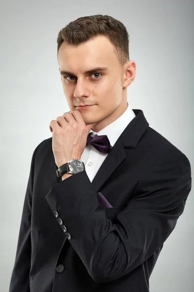 Closeup Young Man Business Suit — Stock Photo, Image