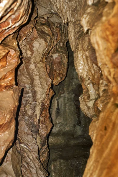 Intérieur Une Grotte Avec Divers Spéléothèmes — Photo