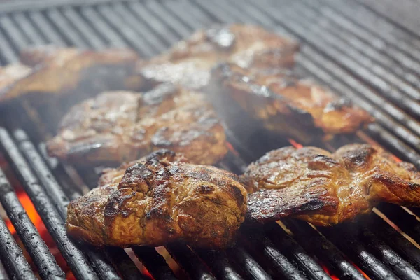 Pork Necks Getting Grilled Outdoors — Stock Photo, Image