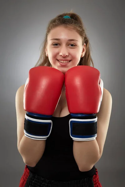 Kickboxing Fighter Vrouw Studio Schot — Stockfoto