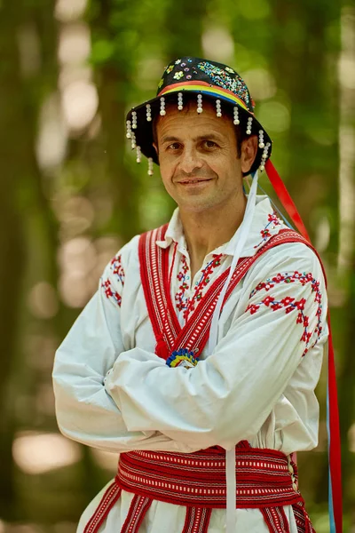 Ritratto Uomo Rumeno Costume Tradizionale All Aperto — Foto Stock