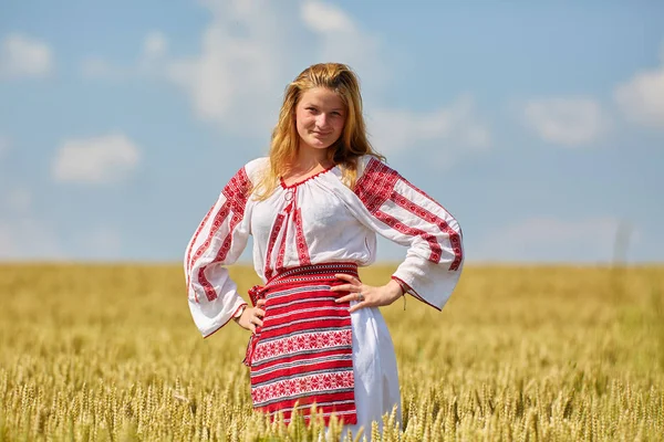 Romanian Girl Traditional Costume Wheat Field Royalty Free Stock Photos