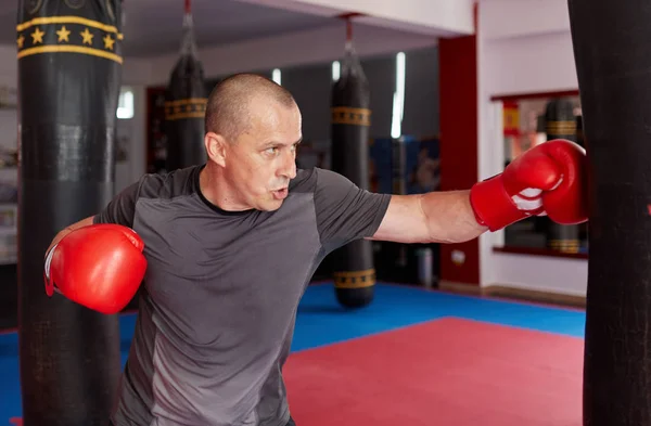 Entrenamiento Boxeador Con Bolsa Pesada —  Fotos de Stock