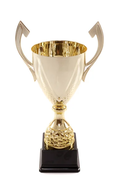 Gouden Beker Trofee Geïsoleerd Witte Achtergrond — Stockfoto