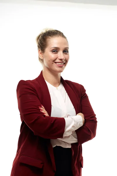 Nahaufnahme Einer Geschäftsfrau Isoliert Auf Weißem Hintergrund — Stockfoto