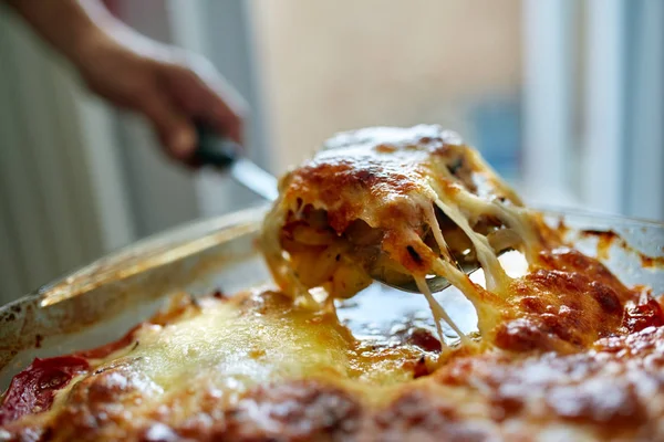 Spécialité Poitrine Poulet Croûte Parmesan Dans Plateau — Photo