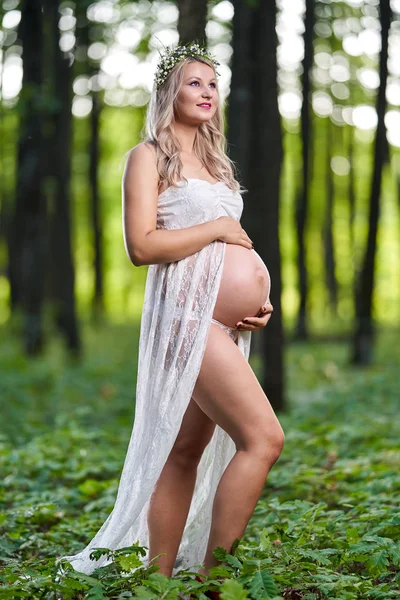 Retrato Una Hermosa Joven Embarazada Aire Libre — Foto de Stock