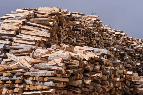 Big Stacks Fire Wood Winter Time — Stock Photo, Image
