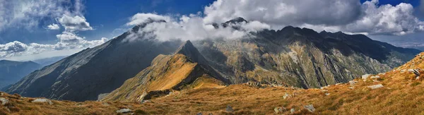 Horizontal high resolution panorama of Romania mountain peaks