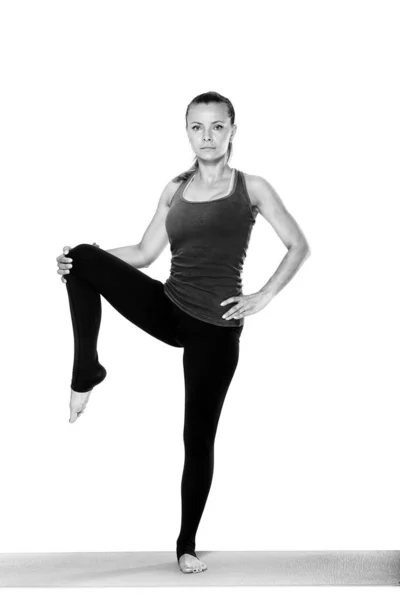 Insegnante Yoga Donna Varie Pose Isolato Sfondo Bianco — Foto Stock