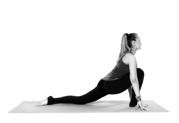Woman Yoga Teacher Various Poses Isolated White Background — Stock Photo, Image