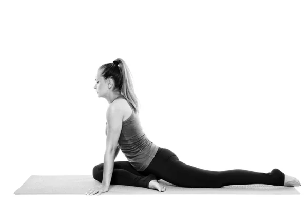 Woman Yoga Teacher Various Poses Isolated White Background — Stock Photo, Image