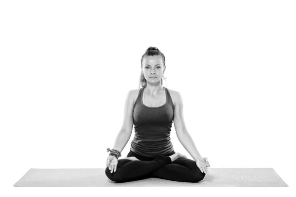 Femeie Profesor Yoga Diferite Poziții Izolat Fundal Alb — Fotografie, imagine de stoc