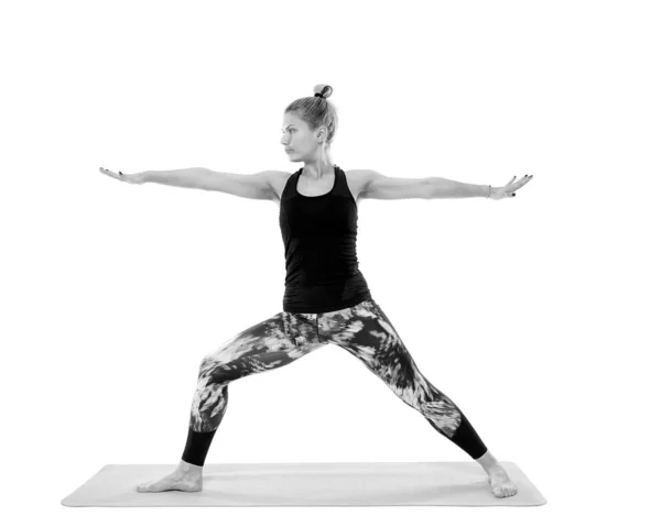 Professeur Yoga Femme Dans Diverses Poses Isolé Sur Fond Blanc — Photo
