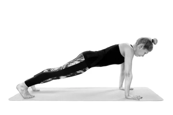 Insegnante Yoga Donna Varie Pose Isolato Sfondo Bianco — Foto Stock