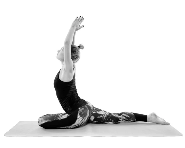 Mujer Profesora Yoga Varias Poses Aislada Sobre Fondo Blanco — Foto de Stock