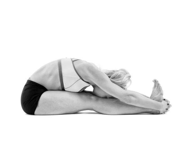 Insegnante Yoga Donna Varie Pose Isolato Sfondo Bianco — Foto Stock