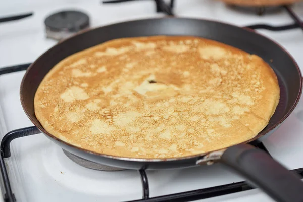 Närbild Förbereder Amerikanska Pannkakor Hemma Olika Inramning — Stockfoto