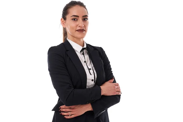 Trustworthy Latino Business Woman Smiling Confidence — Stock Photo, Image