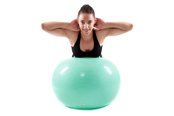 Fitness Girl Doing Working Out Gym Ball — Stock Photo, Image