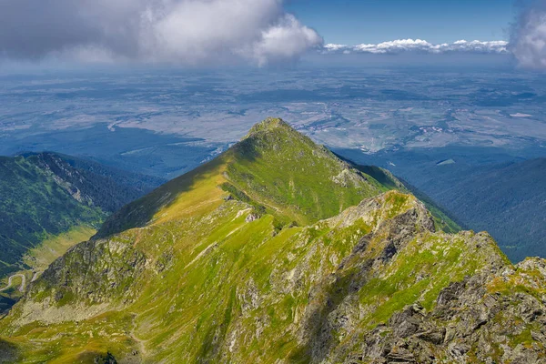 Luftaufnahme Von Berggipfeln Mit Bergwegen Sommer — Stockfoto