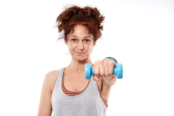 Femme Âgée Travaillant Cours Conditionnement Physique — Photo