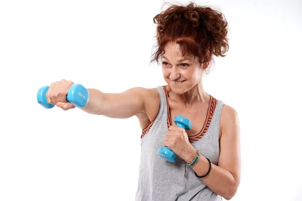 Mujer Mayor Haciendo Ejercicio Una Clase Fitness —  Fotos de Stock