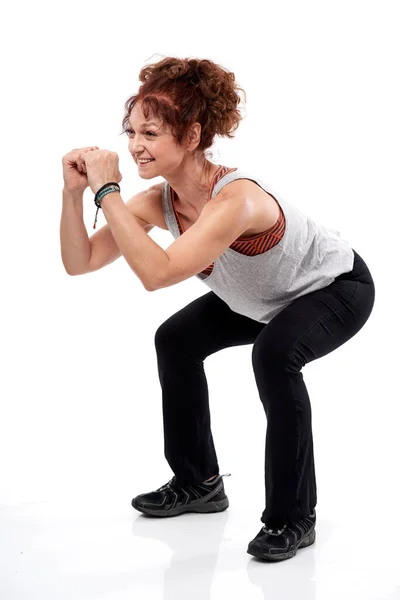 Mujer Mayor Haciendo Ejercicio Una Clase Fitness — Foto de Stock