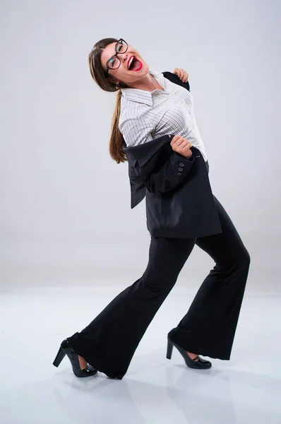 Cheerful Businesswoman Dancing Joy Formal Suit Royalty Free Stock Images