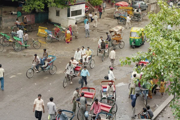 Oude Delhi India Juli 2007 Drukke Straten Van Van Old — Stockfoto