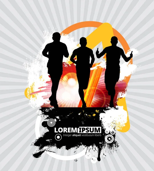 Silhouette Marathon Runners Vector Illustration — Stock Vector