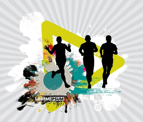 Silhouet Van Marathonlopers Vectorillustratie — Stockvector