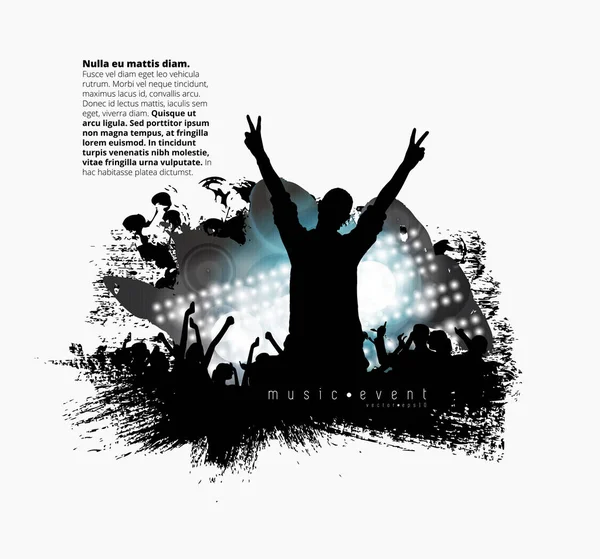 人群与举手在音乐会上 音乐节 — 图库矢量图片