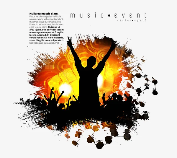 Crowd Raised Hands Concert Music Festival — Stock Vector