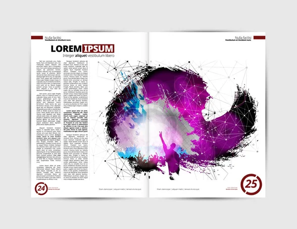 Hudební Magazín Brožura Rozložení Snadno Upravitelné — Stockový vektor