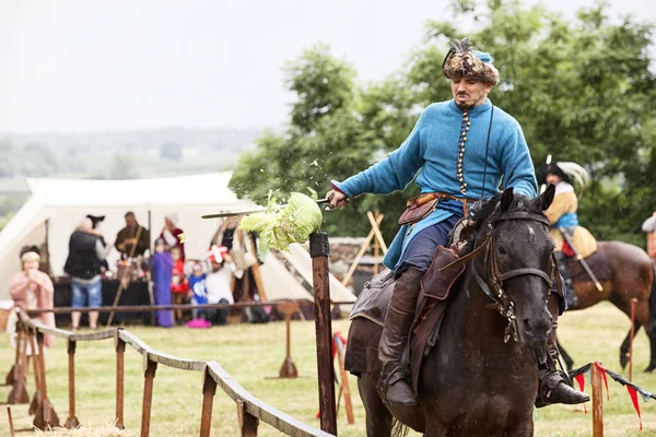 Czersk Polonia Junio 2018 Picnic Histórico Suecos Castillo Espectáculo Caballos — Foto de Stock