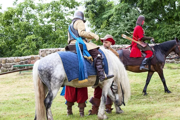 Czersk Polonia Junio 2018 Picnic Histórico Suecos Castillo Espectáculo Caballos —  Fotos de Stock