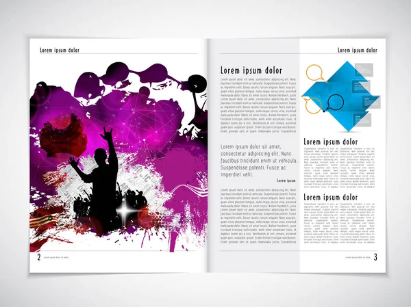 Rivista Musicale Layout Brochure Facile Modificare — Vettoriale Stock