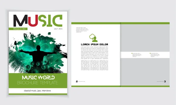 Music Magazine Broszura Układ Łatwe Edycji — Wektor stockowy