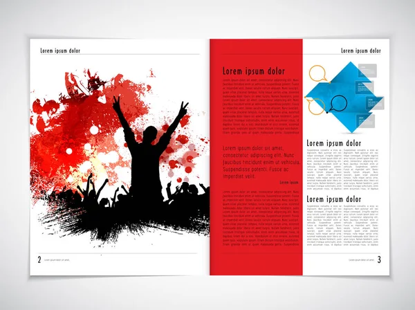 Muziek Magazine Brochure Lay Out Eenvoudig Bewerken — Stockvector