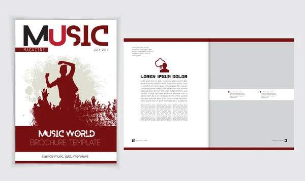 Musikmagazin Leicht Editierbares Broschüren Layout — Stockvektor