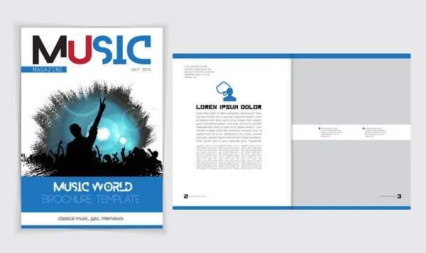 Music Magazine Broszura Układ Łatwe Edycji — Wektor stockowy